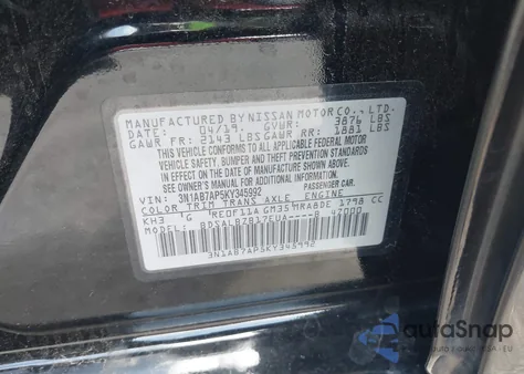 2019 Nissan Sentra S from USA, damaged, VIN 3N1AB7AP5KY345992